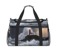 Borsa da viaggio con stampa Faro In Storm Borsa da viaggio Borsa da viaggio Borsa sportiva da portare sotto il sedile, nero, Taglia unica