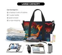 Borsa da viaggio con stampa fenice arancione rossa e rossa, borsone da viaggio, borsa per oggetti personali, per viaggi, palestra, sport, weekender, Nero , Taglia unica