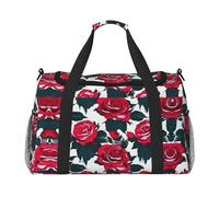 Borsa da viaggio con stampa floreale con fiori di rosa, borsa da palestra, borsa da viaggio essenziale per donne e uomini, Nero , Taglia unica