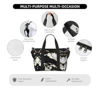 Borsa da viaggio con stampa in marmo bianco e nero, borsone da viaggio, borsa per oggetti personali, per viaggi, palestra, sport, weekender, Nero , Taglia unica