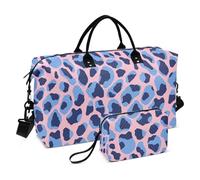 Borsa da viaggio con stampa leopardata blu pesca chiaro borsone da palestra borsa da viaggio weekender/pernottamento con borsa da toilette per allenamento di grande capacità Bolsa de lona para