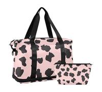 Borsa da viaggio con stampa leopardata, borsa per il fine settimana, con trousse per cosmetici, viaggi d'affari, pieghevole, stampa leopardata, taglia 1, Stampa pantera, 1 size