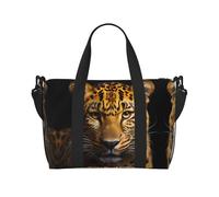 Borsa da viaggio con stampa leopardata dagli occhi profondi, borsa da palestra di grande capacità, borsa a tracolla leggera da viaggio, unisex