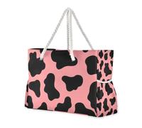 Borsa da viaggio con stampa leopardata nera e pesca di grande capacità, con cerniera e tasche laterali, borsa da viaggio essenziale per spiaggia, regali di compleanno per donne