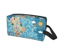 Borsa da viaggio con stampa mappa della Grecia, per uomini e donne, borsa da toilette portatile di grande capacità