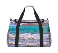 Borsa da viaggio con stampa mare tropicale da spiaggia bianca borsa da viaggio borsa sportiva da portare sotto il sedile, nero, Taglia unica