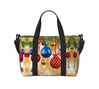 Borsa da viaggio con stampa Merry Christmas, borsa da palestra grande, borsa a tracolla per weekend e viaggi d'affari, leggera