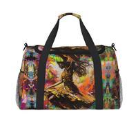 Borsa da viaggio con stampa musicale con danza e musica, borsa da weekender, borsa da allenamento, borsa da yoga, borsone per oggetti personali per Audlts, Nero , Taglia unica