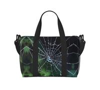 Borsa da viaggio con stampa ragnatela e gocce di rugiada, borsa da palestra di grande capacità, borsa a tracolla leggera per il fine settimana, unisex