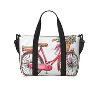 Borsa da viaggio con stampa retrò rossa di biciclette, borsa da viaggio, borsa per oggetti personali, per viaggi, palestra, sport, weekender, Nero , Taglia unica
