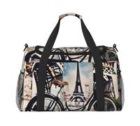 Borsa da viaggio con stampa romantica della Torre Eiffel di Parigi, elegante, pieghevole, con cerniera impermeabile, per le gite del fine settimana