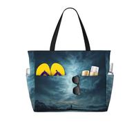 Borsa da viaggio con stampa tempesta, grande capacità, impermeabile, con cerniera e tasca, borsa tote per viaggi, shopping, piscina