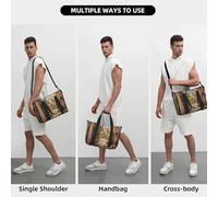 Borsa da viaggio con stampa toscana italiana, borsone da viaggio, borsa per oggetti personali, per viaggi, palestra, sport, weekender, Nero , Taglia unica