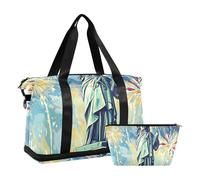 Borsa da viaggio con statua della libertà, borsa da viaggio per weekender, borsa da viaggio con borsa da toilette per sport, multifunzionale, Statua della Libertà, 1 size