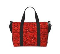 Borsa da viaggio con tante rose rosse per palestra e viaggi, ideale per gite sportive weekend nero, taglia unica, Nero , taglia unica