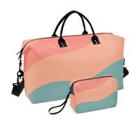 Borsa da viaggio con texture blu arancio per il trasporto e il trasporto notturno e borsa da allenamento per bagagli con tracolla regolabile per aereo da viaggio, set di 2 pezzi