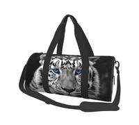 Borsa da viaggio con tigre bianca e nera per donne e uomini, borsa da palestra grande, borsone da weekend, borsa da notte con tracolla, nera, taglia unica, Nero , Taglia unica