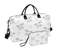 Borsa da viaggio con unicorni bianchi carini cartoni animati borsa da viaggio borsa da viaggio borsa da allenamento con tracolla regolabile per trekking multifunzionale, Cartone animato carino