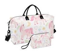 Borsa da viaggio con unicorni di pesca romantica, stile cartone animato, borsa da viaggio, borsa da viaggio, borsa da viaggio, borsa da toeletta per viaggi di lavoro, multifunzionale, Cartone animato