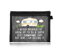 Borsa da viaggio da campeggio per donne ragazze camper regali per gli amanti del campeggio Borsa da viaggio portatile per attrezzature da campeggio Sacchetto con cerniera in rete per borsa zaino