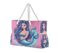 Borsa da viaggio da donna a prova di sabbia con motivo a sirena blu misteriosa, con cerniera, per scuola, viaggi, spiaggia, regali di compleanno per donne