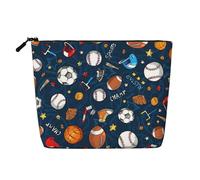 Borsa da viaggio da donna con cerniera in canapa finta borsa per cosmetici da baseball, basket, calcio, hockey