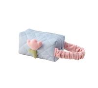 Borsa da viaggio da donna con fiori di tulipano grande capacità borsa cosmetica in velluto a coste borse con cerniera portatile organizer per il trucco, Borsa da polso blu, Taglia unica