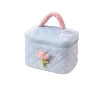 Borsa da viaggio da donna con fiori di tulipano grande capacità borsa cosmetica in velluto a coste borse con cerniera portatile organizer per il trucco, Borsa Secchiello Blu, Taglia unica