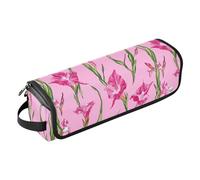 Borsa da viaggio da donna, con imbottitura resistente al calore, impermeabile, portatile, aperta, piatta, per ferri da stiro, piastre e arricciacapelli, colore: rosa acceso