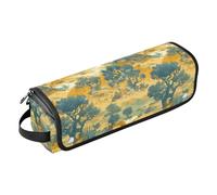 Borsa da viaggio da donna con motivo alberi verdi retrò con tappetino in ferro, borsa da viaggio organizer per ferri da stiro, piastra per arricciacapelli, organizer portatile