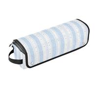 Borsa da viaggio da donna con motivo floreale a pois blu e tappetino resistente al calore, custodia da viaggio portatile per ferri da stiro, piastre e arricciacapelli, custodia da donna