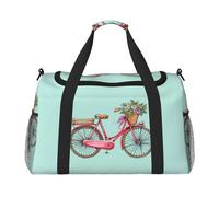 Borsa da viaggio da donna, con stampa di biciclette rosse, stile retrò, borsa da viaggio, accessori da viaggio, Nero , Taglia unica
