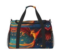 Borsa da viaggio da donna, con stampa di fenice arancione, rossa, borsa da viaggio, borsa da viaggio, accessori da viaggio, Nero , Taglia unica