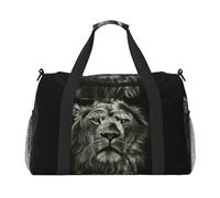 Borsa da viaggio da donna, con stampa di leone nero, borsa da viaggio, borsa da viaggio, borsa da viaggio, accessori da viaggio, Nero , Taglia unica