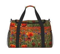 Borsa da viaggio da donna, con stampa di papaveri, borsa da viaggio, borsa da viaggio, borsa da viaggio, accessori da viaggio, Nero , Taglia unica