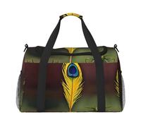 Borsa da viaggio da donna, con stampa di piume, borsa da viaggio, borsa da viaggio, borsa da viaggio, accessori da viaggio, Nero , Taglia unica