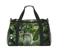 Borsa da viaggio da donna, con stampa di scene tropicali della giungla della foresta pluviale, borsa da viaggio, borsa da viaggio, accessori da viaggio, Nero , Taglia unica