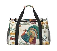 Borsa da viaggio da donna, con stampa di tacchino del Ringraziamento, borsa da viaggio, borsa da viaggio, accessori da viaggio, Nero , Taglia unica