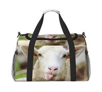 Borsa da viaggio da donna, con stampa di una simpatica lingua di pecora birichina, borsa da viaggio, accessori da viaggio, Nero , Taglia unica