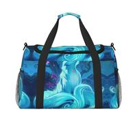 Borsa da viaggio da donna, con stampa di volpe blu magica, borsa da viaggio, borsa da viaggio, accessori da viaggio, Nero , Taglia unica