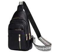 Borsa da viaggio da donna con una sola spalla, borsa per il corpo con tasche multiple, organizer casual con trasporto a tracolla, stile compatto, nero, Consulte la descripción