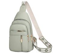 Borsa da viaggio da donna con una sola spalla, borsa per il corpo con tasche multiple, organizer casual con trasporto a tracolla, stile compatto, verde, Consulte la descripción