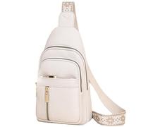 Borsa da viaggio da donna con una sola spalla, borsa per il corpo con tasche multiple, organizer casual con trasporto a tracolla, stile compatto, bianco, Consulte la descripción