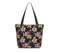 Borsa da viaggio da donna, da lavoro, alla moda, leggera, colorata, con stampa di gigli, borsa a tracolla da infermiera, borsa da spiaggia da donna, grande borsa tote con cerniera