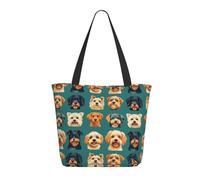 Borsa da viaggio da donna da lavoro, alla moda, leggera, con simpatico volto di cucciolo, stampa a spalla, borsa da infermiera, borsa da spiaggia da donna, grande borsa tote con cerniera