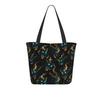 Borsa da viaggio da donna da lavoro, alla moda, leggera, con stampa di lupo, verde dorato, con stampa di lupo, borsa da infermiera, borsa da spiaggia da donna, grande borsa tote con cerniera
