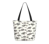 Borsa da viaggio da donna da lavoro, alla moda, leggera, con stampa di scheletri e pesci fossili, borsa a tracolla da infermiera, borsa da spiaggia da donna, grande borsa tote con cerniera