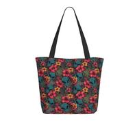 Borsa da viaggio da donna da lavoro, alla moda, leggera, con stampa hawaiana floreale aliena, borsa a tracolla da infermiera, borsa da spiaggia da donna, grande borsa tote con cerniera