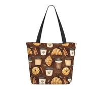 Borsa da viaggio da donna, da lavoro, alla moda, leggera, con stampa per caffè, colazione, infermiera, borsa da spiaggia, borsa grande con cerniera