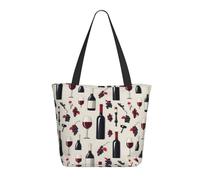 Borsa da viaggio da donna, da lavoro, alla moda, leggera, moderna, con stampa di bottiglie di vino, borsa da infermiera, borsa da spiaggia da donna, grande borsa tote con cerniera